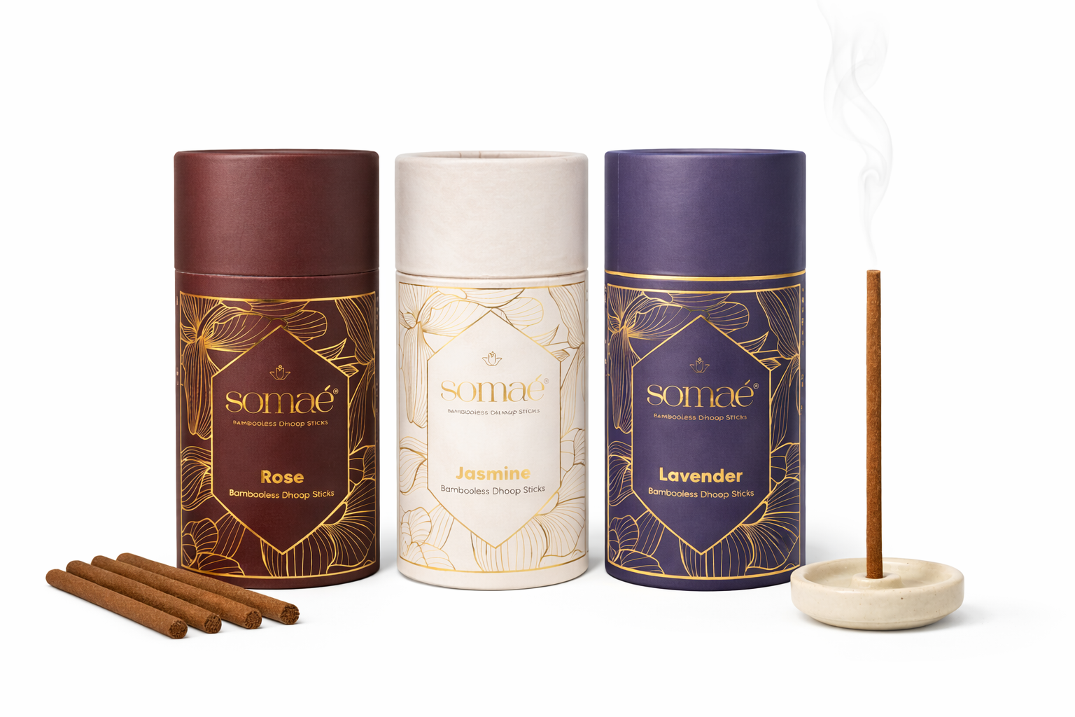 Somaé Floral Calm Trio – Rose, Jasmine & Lavender – 81 Sticks (3 X 27)