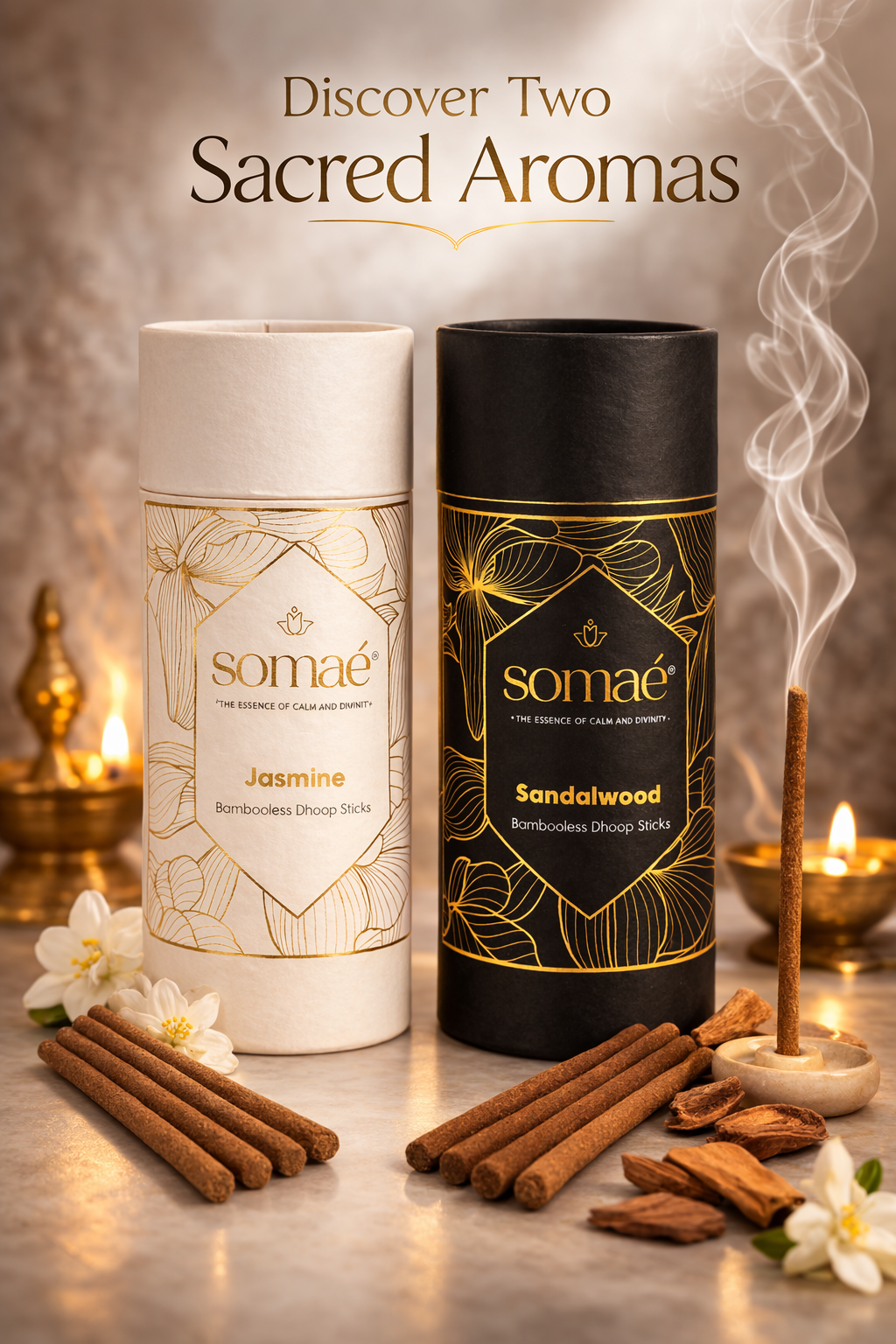 Somaé Fragrance Discovery Duo – Sandalwood & Jasmine – 54 Sticks (2 X 27)