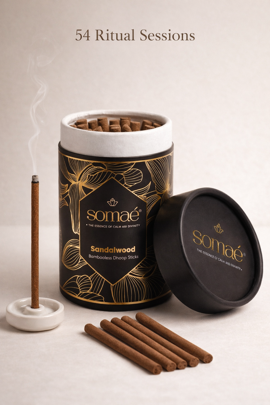Somae Sandalwood Bambooless Dhoop Sticks - 54 Ritual Sticks