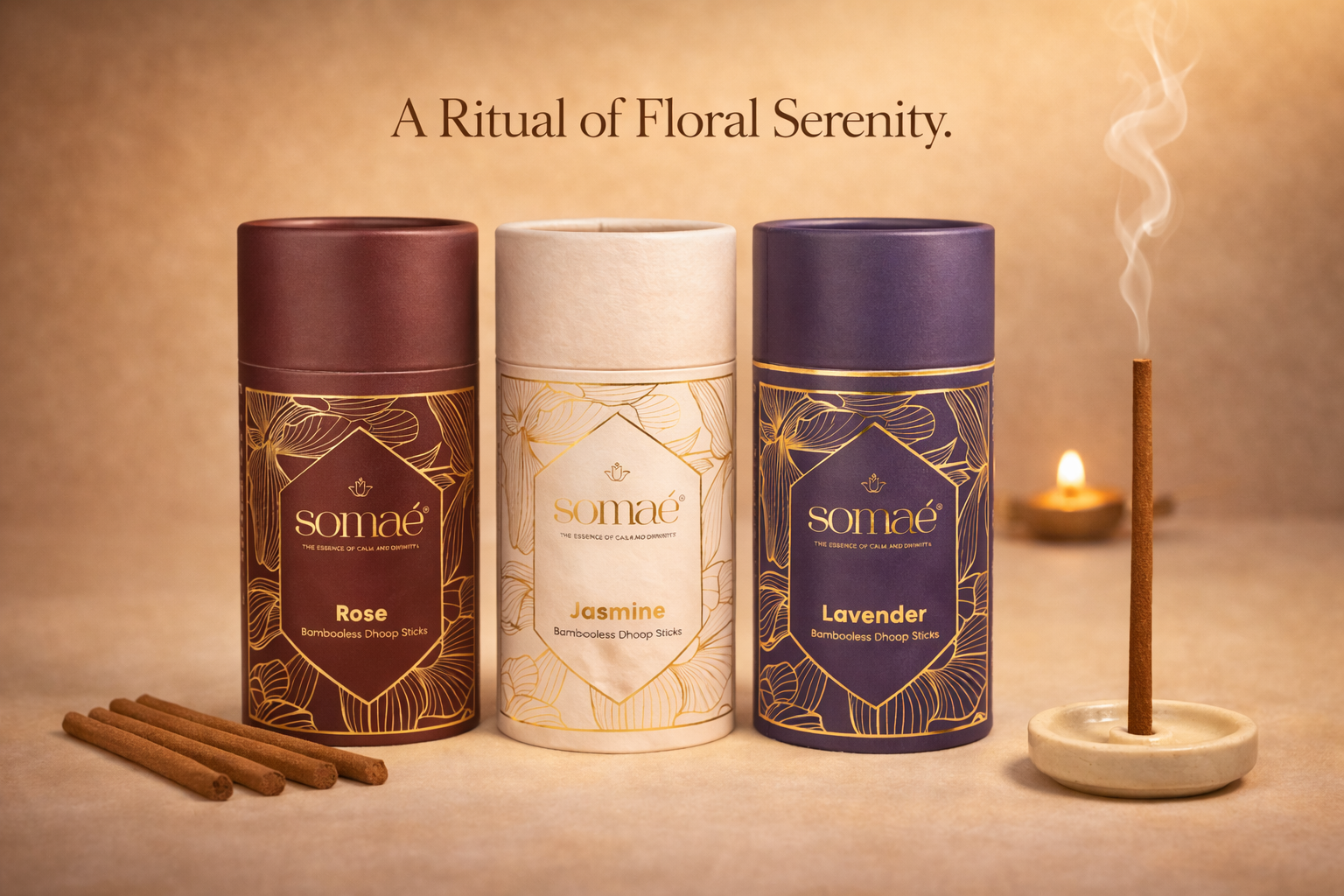 Somaé Floral Calm Trio – Rose, Jasmine & Lavender – 81 Sticks (3 X 27)