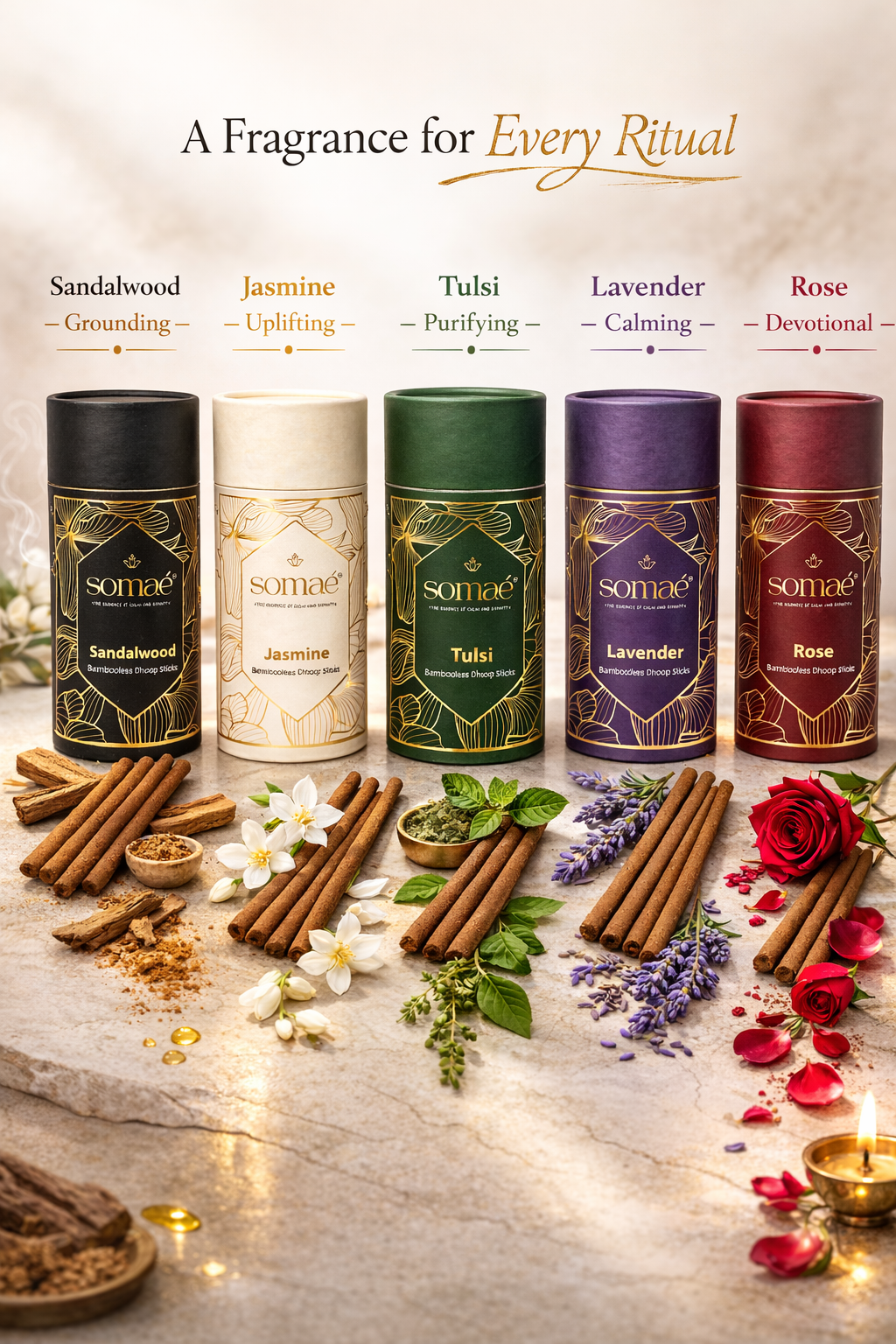 Somaé Ritual Discovery Collection – 5 Sacred Fragrances – 135 Ritual Sticks (5 X 27)