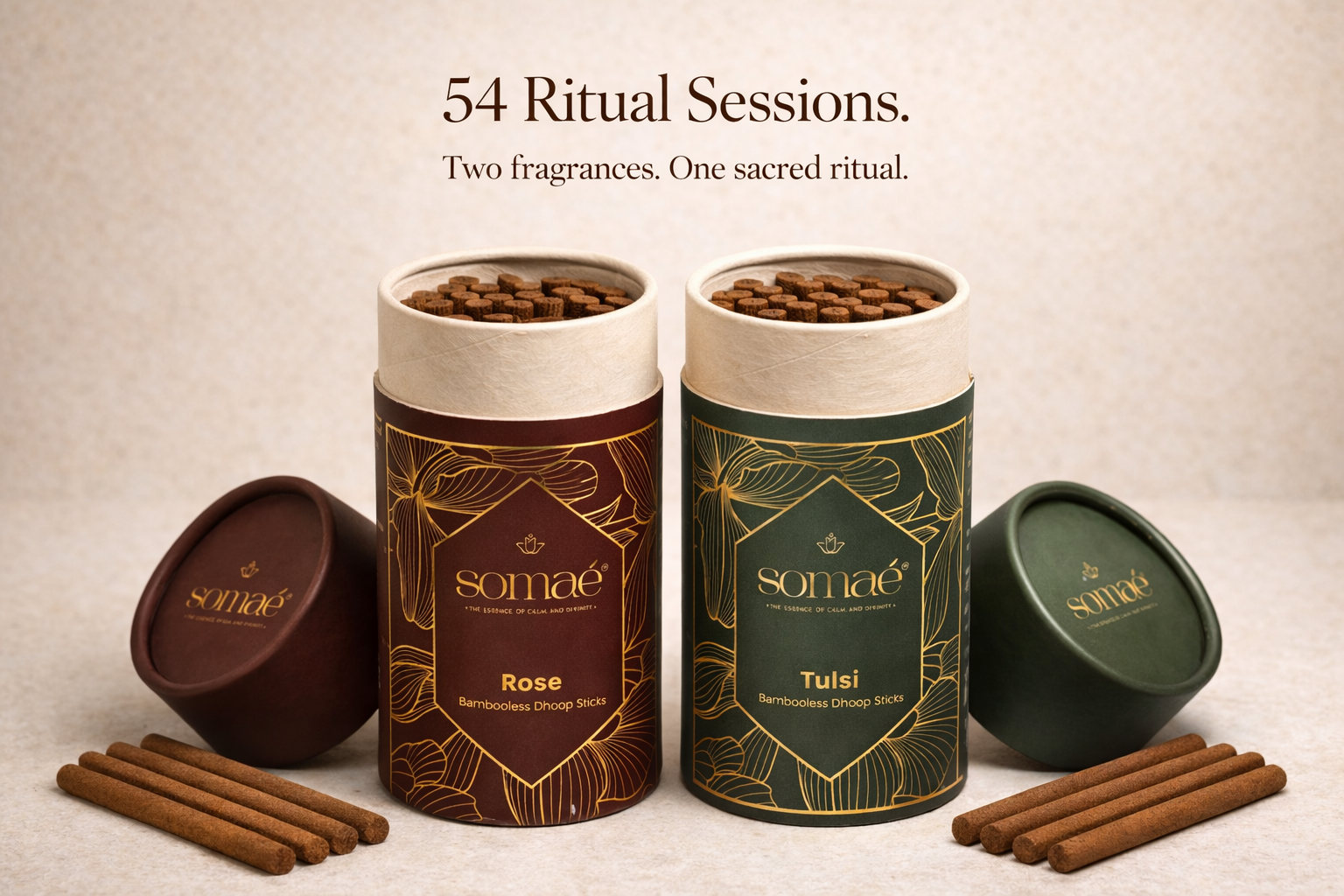 Somaé Fragrance Discovery Duo – Tulsi & Rose – 54 Sticks (2 X 27)