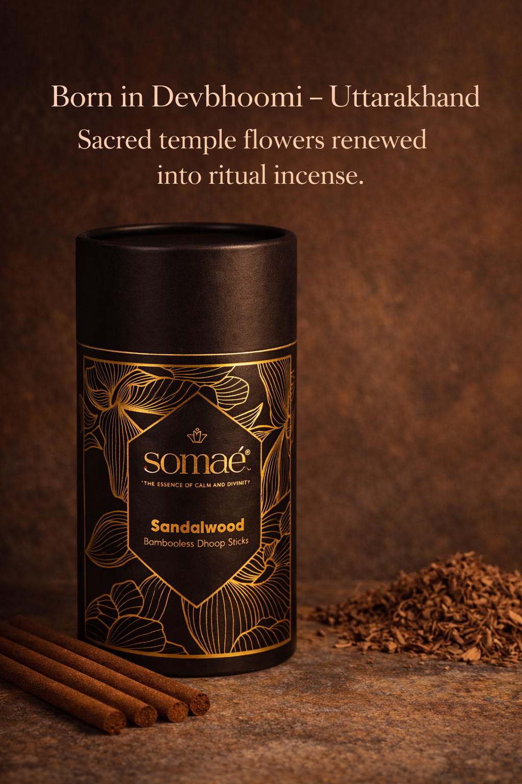 Somae Sandalwood Bambooless Dhoop Sticks - 54 Ritual Sticks