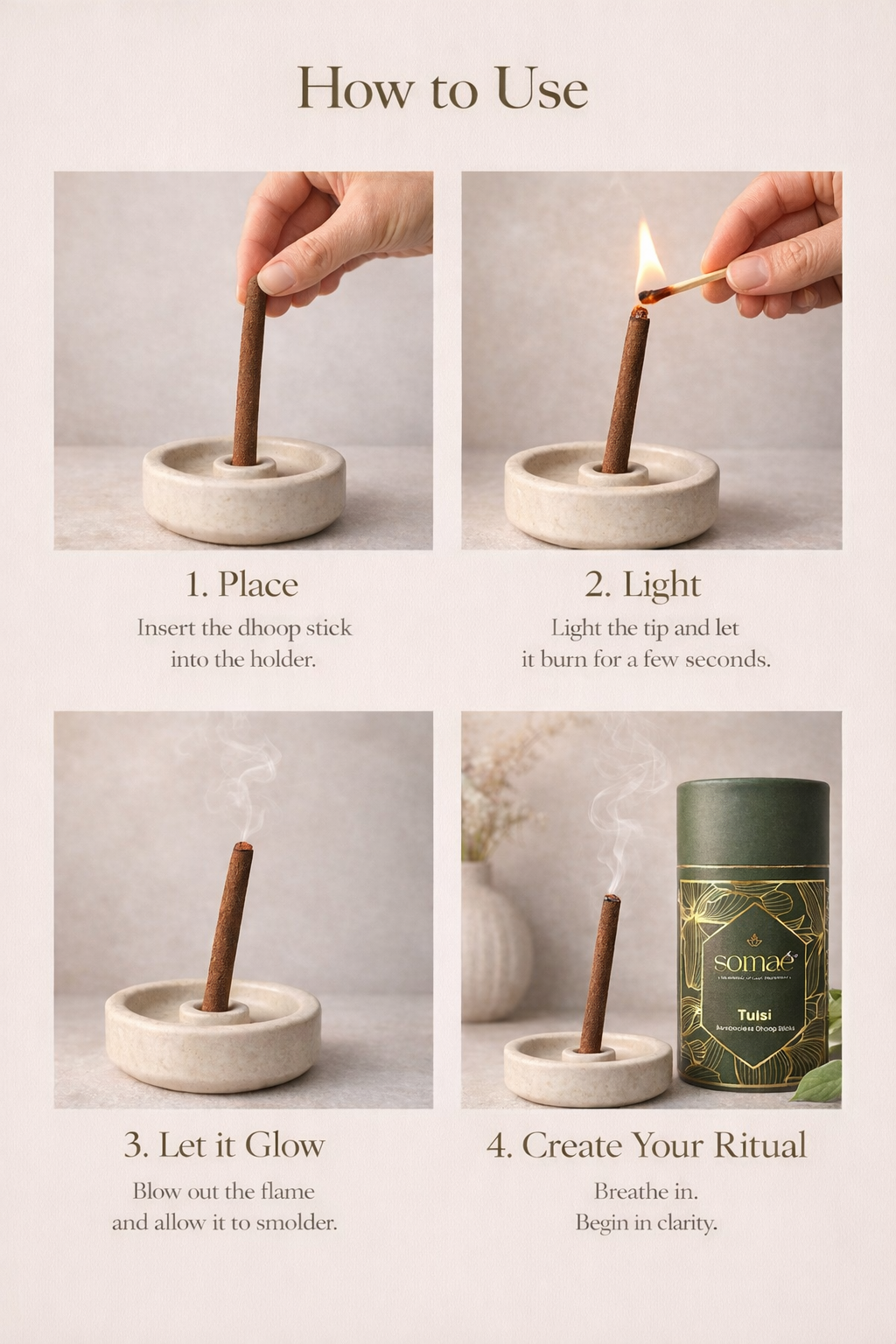 ⁠Somae Tulsi Bambooless Dhoop Sticks - 54 Ritual Sticks