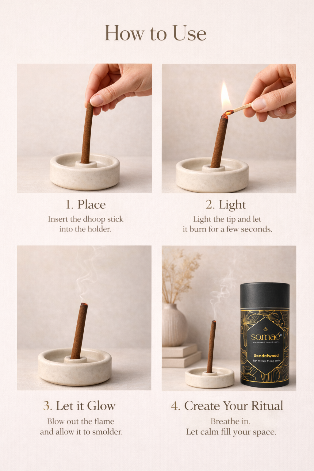 Somae Sandalwood Bambooless Dhoop Sticks - 54 Ritual Sticks