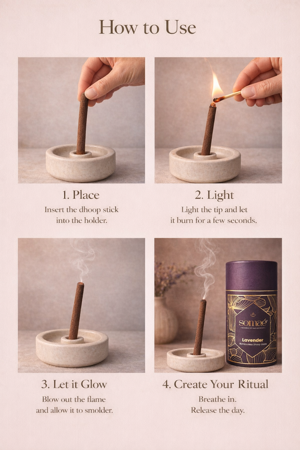 ⁠Somae Lavender Bambooless Dhoop Sticks - 54 Ritual Sticks