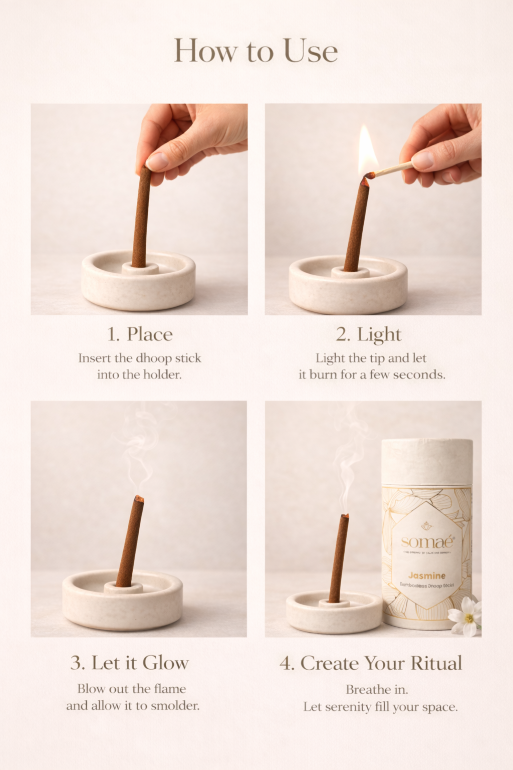 Somae Jasmine Bambooless Dhoop Sticks - 54 Ritual Sticks