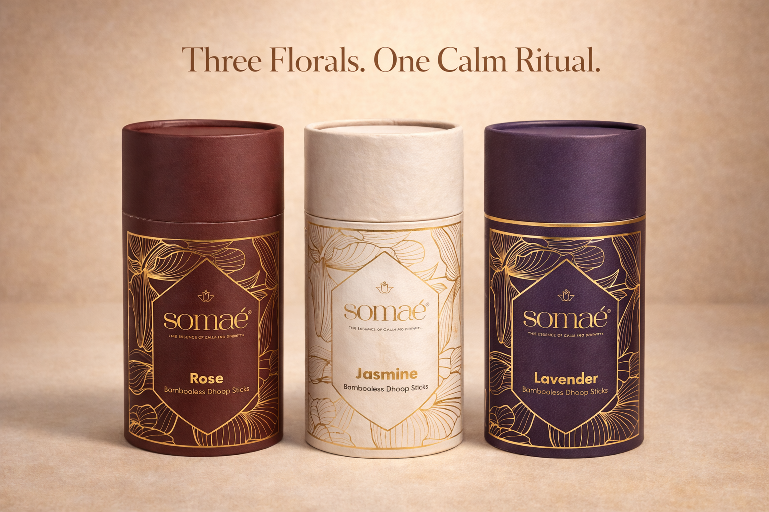 Somaé Floral Calm Trio – Rose, Jasmine & Lavender – 81 Sticks (3 X 27)
