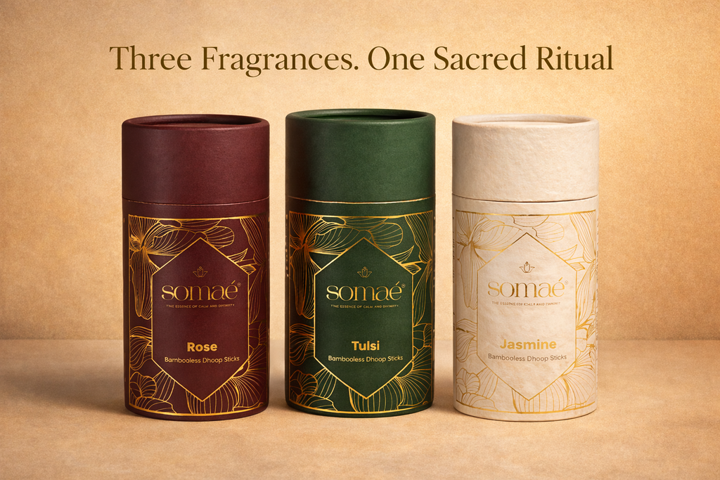 Somaé Sacred Ritual Trio – Rose, Tulsi & Jasmine – 81 Sticks (3 X 27)