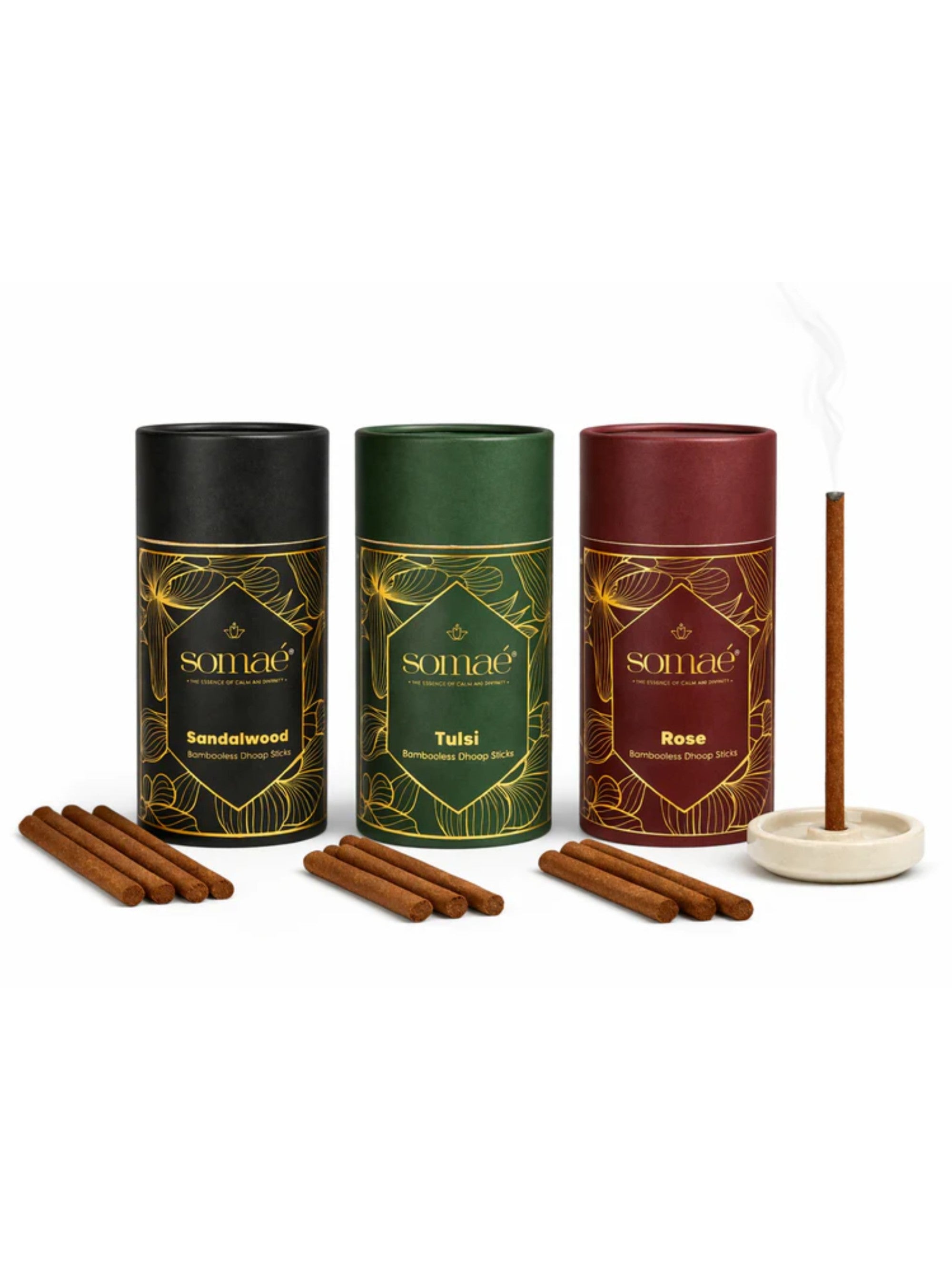 Somaé Launch Ritual Trio – Sandalwood, Tulsi & Rose – 81 Sticks (3 X 27)